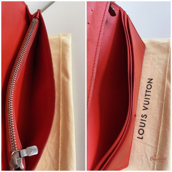 Authentic Louis Vuitton Red Damier Infini Leather Brazza Bifold Wallet - Picture 9 of 12